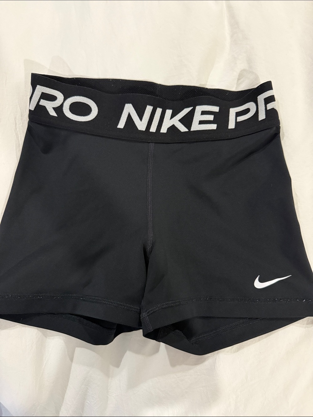 Nike Pro Black Women's Training Bike Shorts with White Swoosh